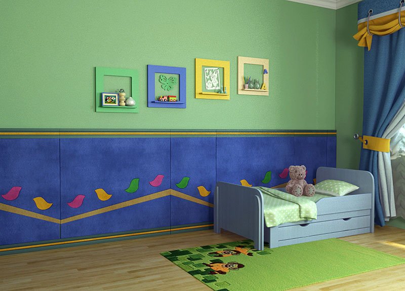 Мягкие панели на стену у кровати в детской