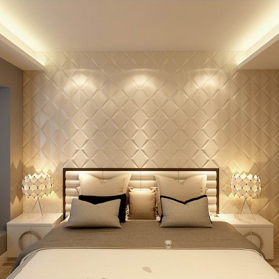 Красивый дизайн мягких стеновых панелей в спальню
