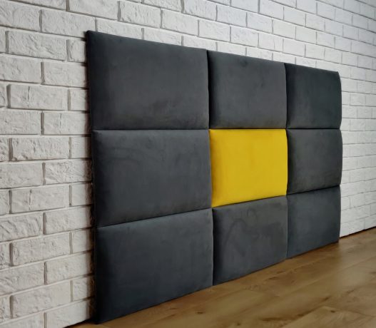 Изображение мягких квадратных панелей для стен в интерьере, создающих уютную и стильную атмосферу