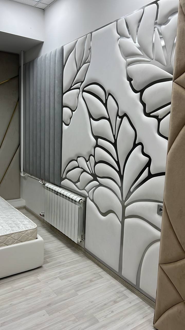 Мягкие стеновые панели с латунными вставками 5415